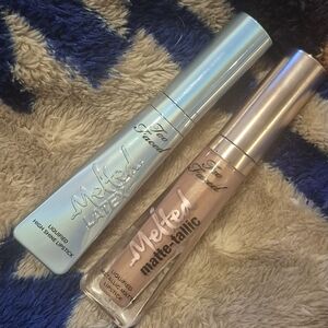 Too Faced Melted Lipstick Duo Set - Metallic Nude and High Shine Blue